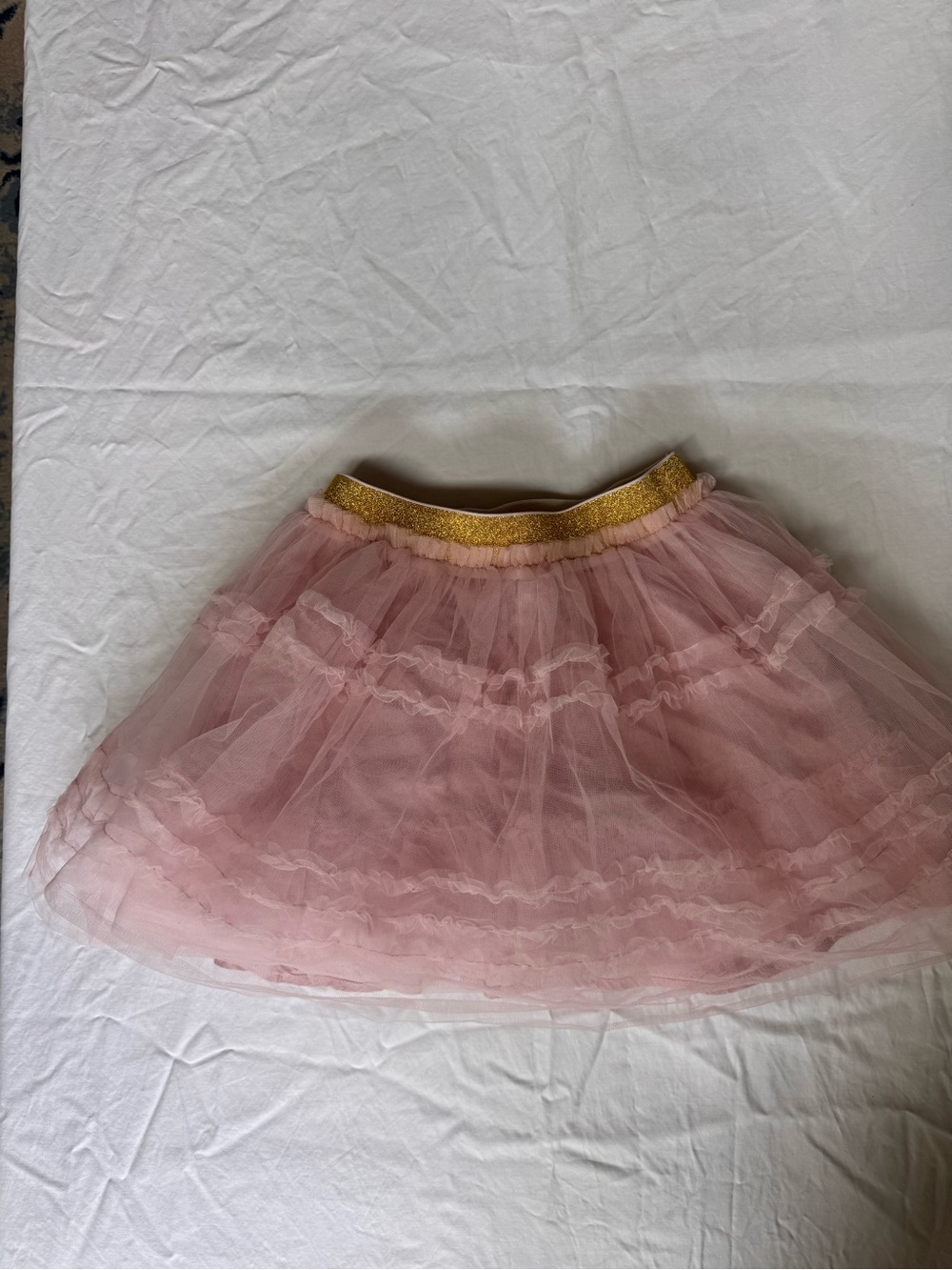 Mini Boden Pink Tulle Skirt with Gold Elastic Waistband